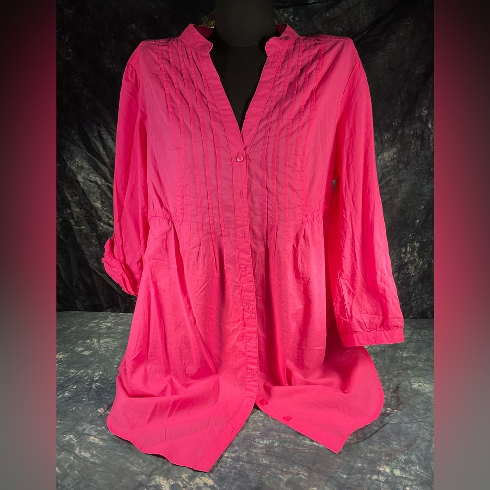 Vibrant Pink Button-Up Blouse